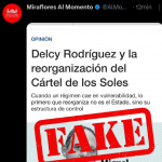 Miraflores al Momento denuncia noticia falsa conta la Presidenta (E) Delcy Rodríguez